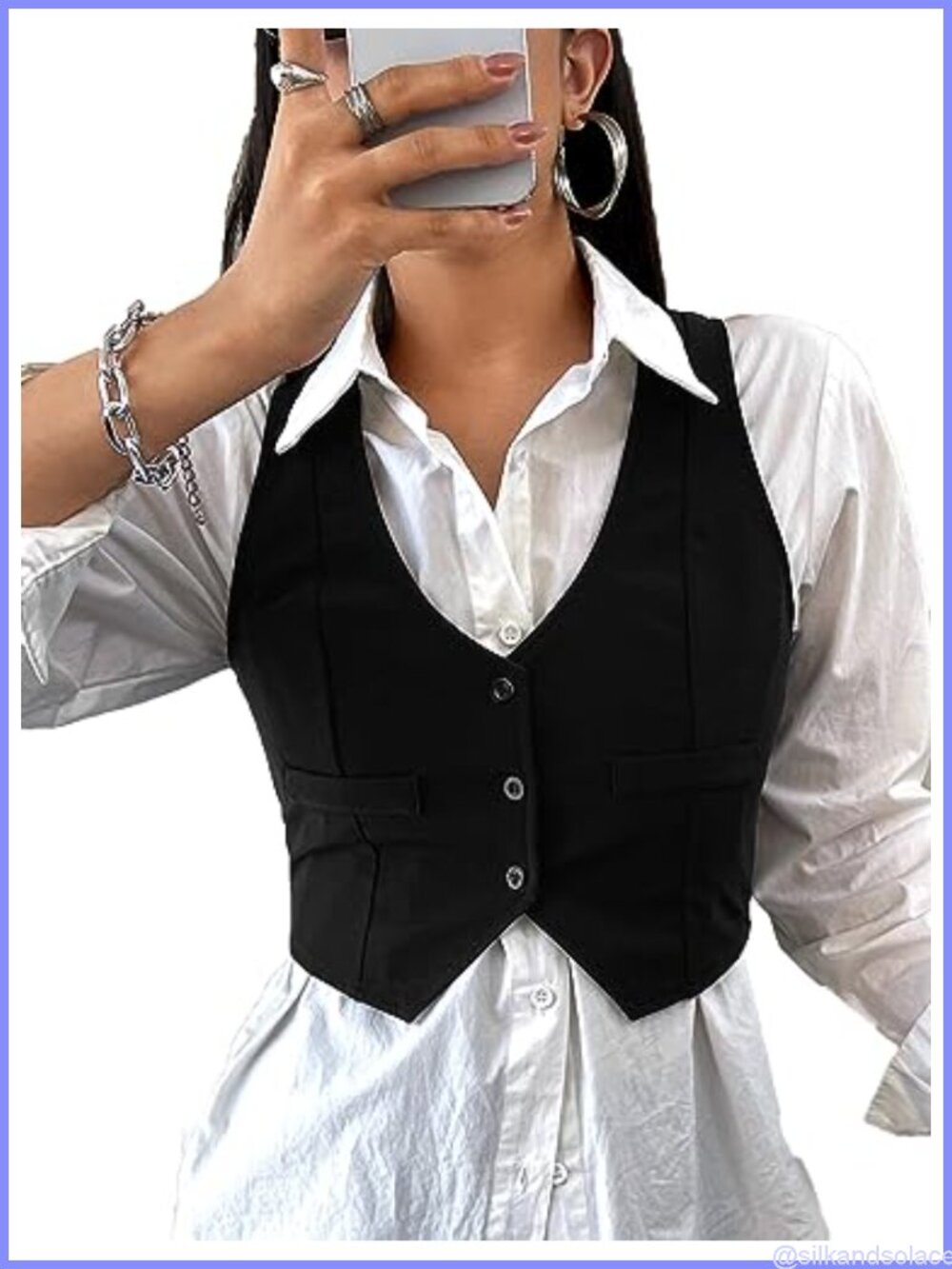 Women's Solid Button Front Crop Waistcoat V Neck Vest Top Sleeveless